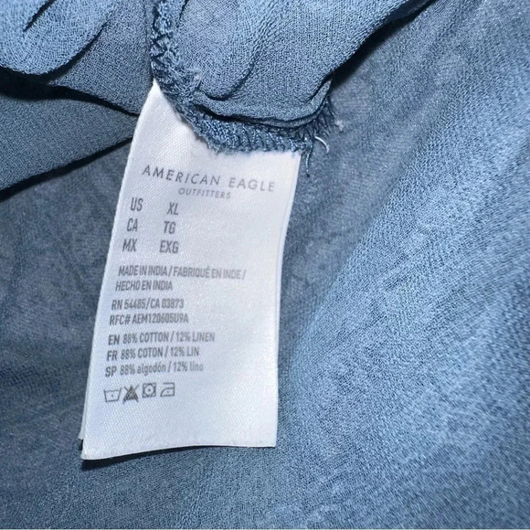 American Eagle XL blue & white boho print‎ crop top & matching pull on skirt - Picture 9 of 10